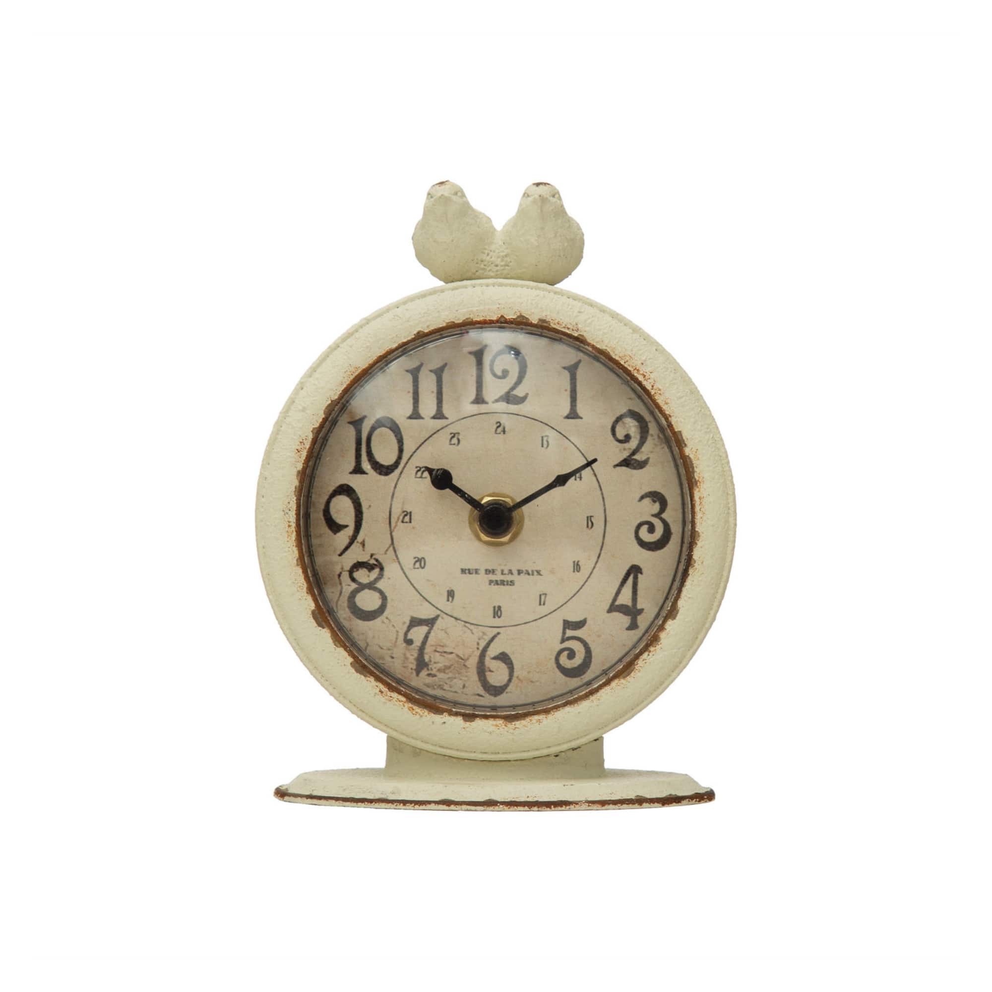 Hello Honey® 6" Pewter Mantel Clock with Birds